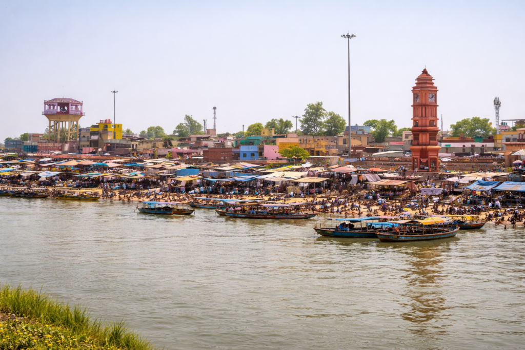 ganga ghat bustling with activity