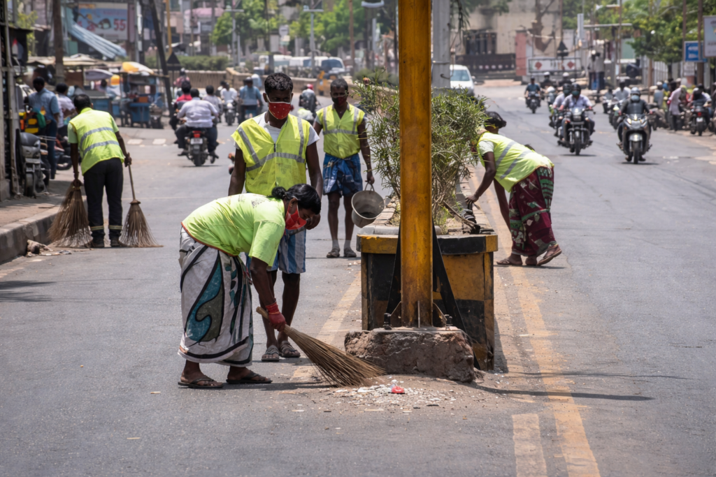 street cleanup in an indian city