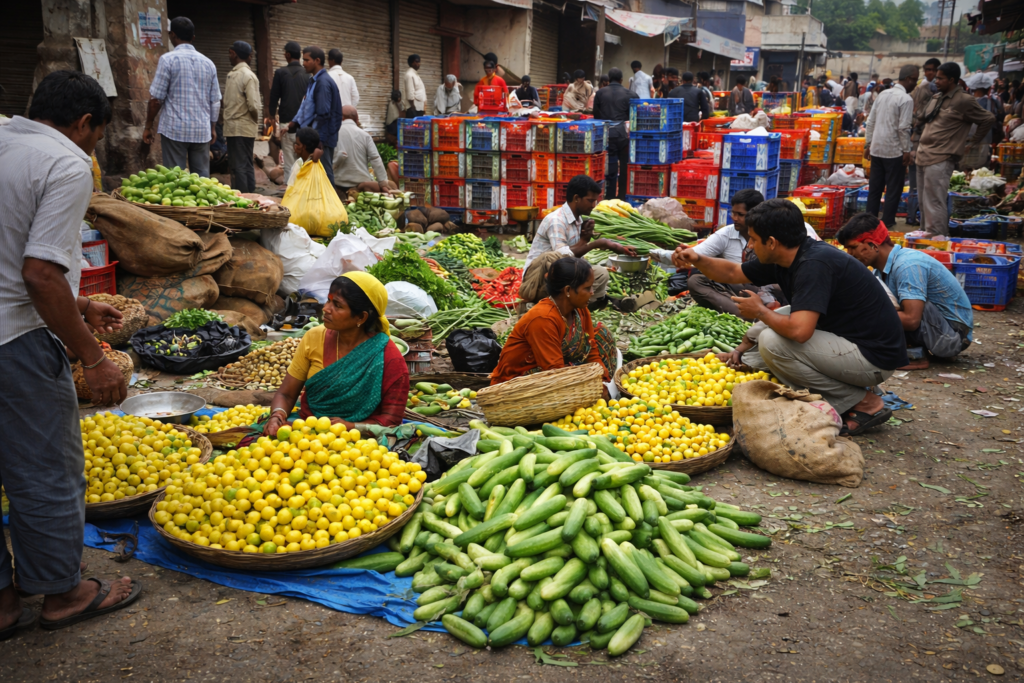 vibrant market stalls in india