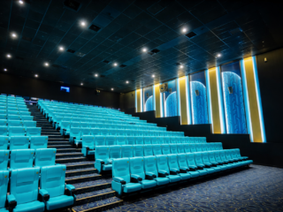 modern movie theater with art deco details
