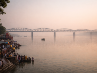 morning rituals at brijghat bridge
