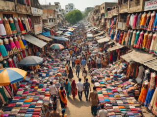 vibrant india street market scene