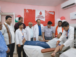 voluntary blood donation event in action