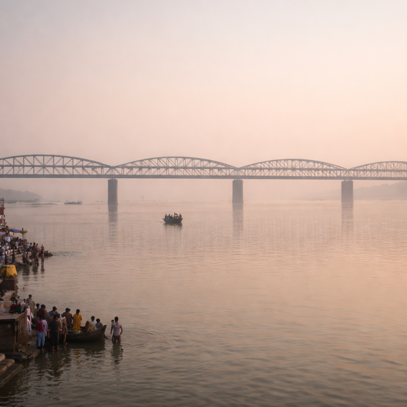 morning rituals at brijghat bridge